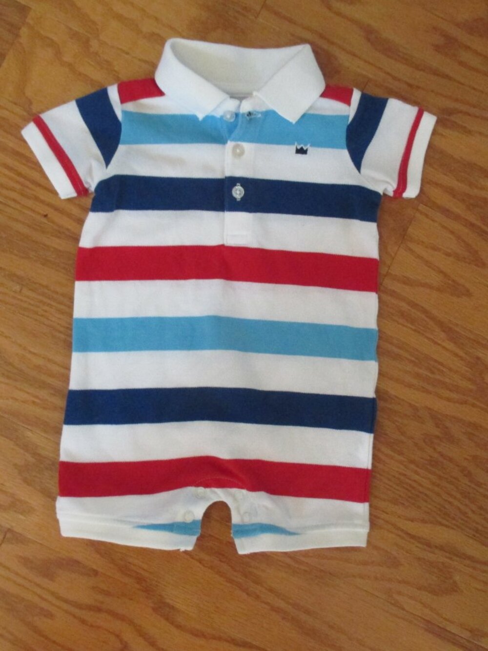 CROWN & IVY Baby Boy Shortall Romper size 6M Red white & Blue preppy